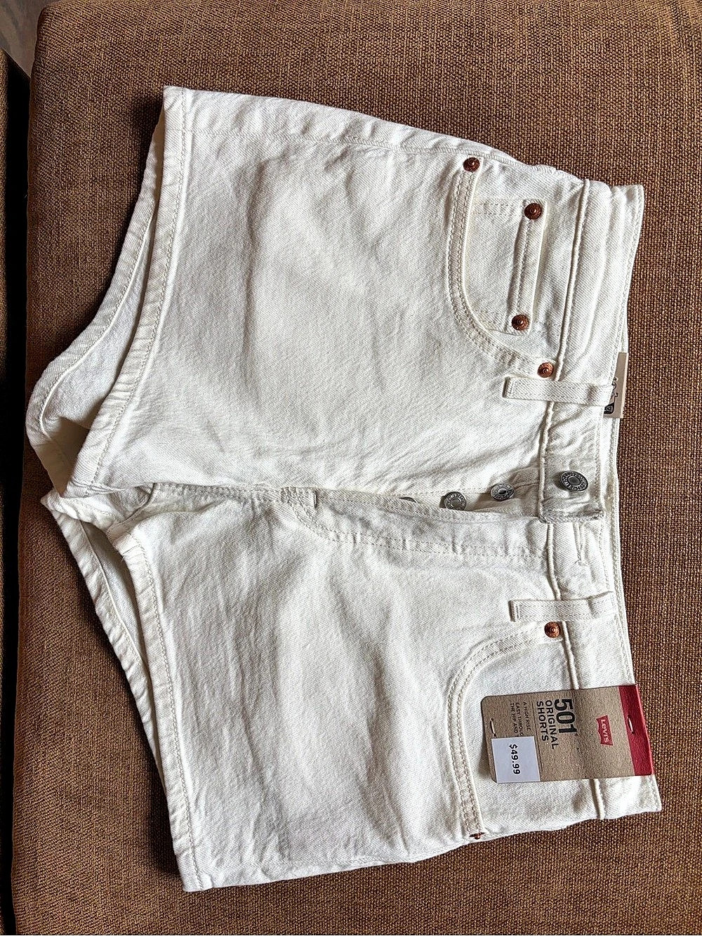 Levi's 501 Original Shorts High Rise White Jean Shorts Waist 28 NWT